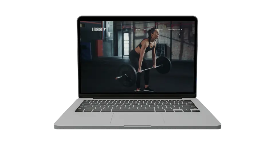Doberfit web mockup on laptop